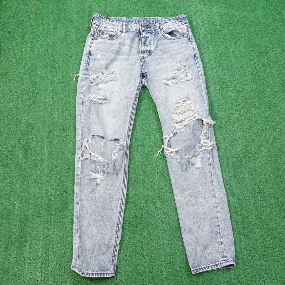 AMERICAN EAGLE TOMGIRL BUTTON FLY RETRO WASH DISTRESSED JEANS WOMENS 4 REG
